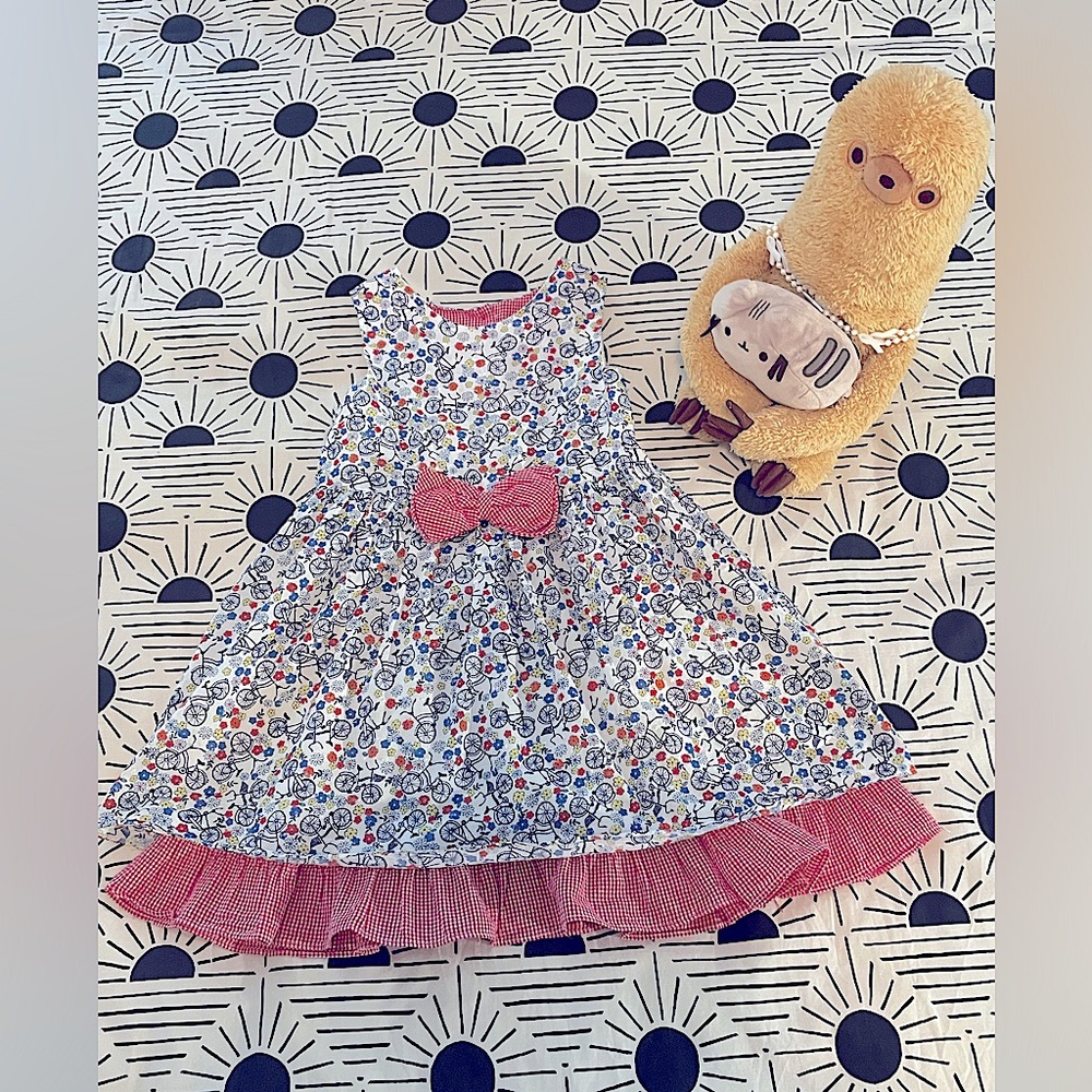 Lovely Little Girl’s Floral & Bicycle Printed Dress (Sz. 6) FINAL PRICED ITEM